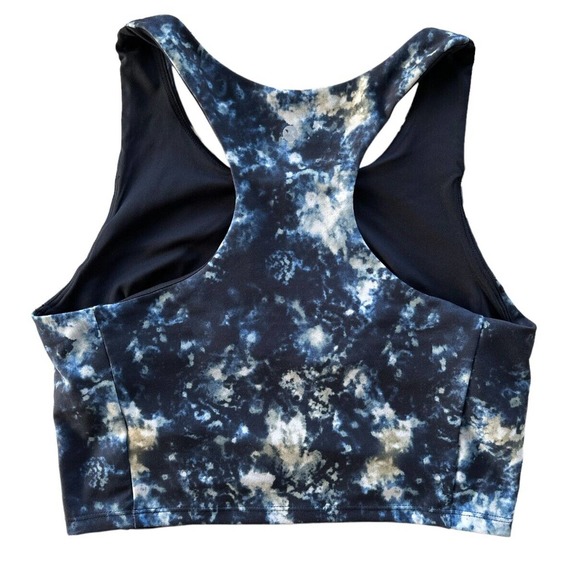 RBX Active Longline Racerback Sports Bra Size XL Blue Spatter Dye Pattern - Picture 5 of 5